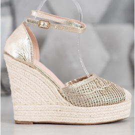 Weide Shiny Espadrilles On Wedge yellow 2