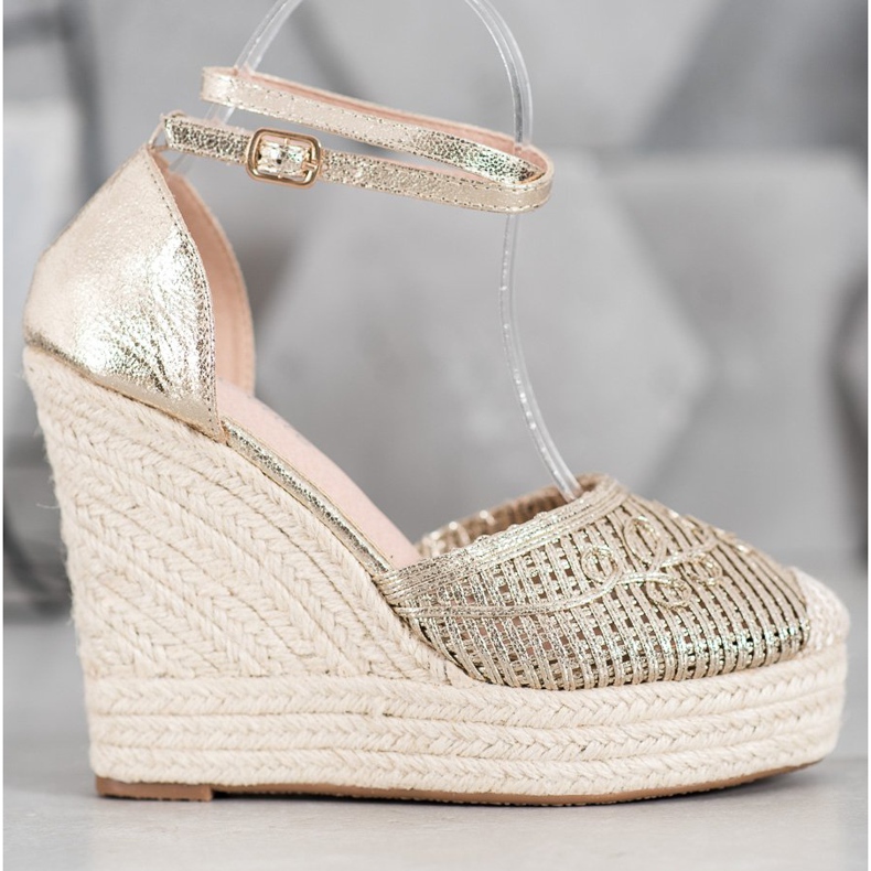 Weide Shiny Espadrilles On Wedge yellow 2