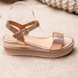 Weide Golden Sandals With Ornate Platform 2