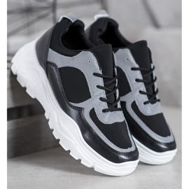 SHELOVET Fashionable Laced Sneakers black 2 SHELOVET Fashionable Laced Sneakers black 2