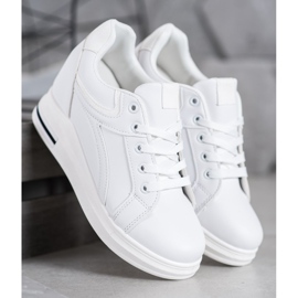 SHELOVET White Wedge Sneakers 1