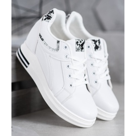 SHELOVET White Wedge Sneakers 2