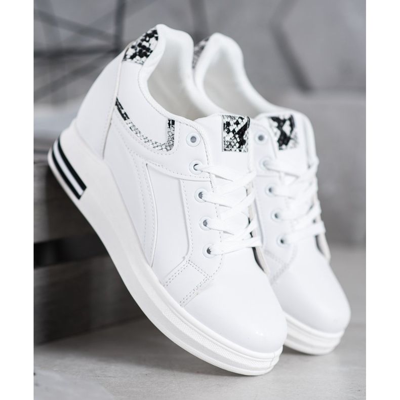 SHELOVET White Wedge Sneakers 2