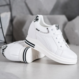 SHELOVET White Wedge Sneakers 1