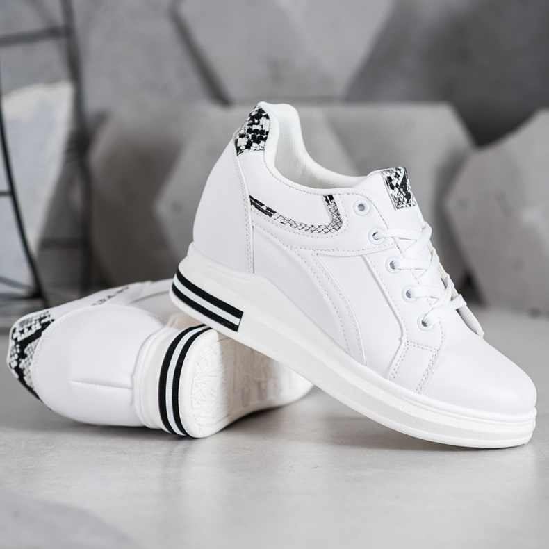 SHELOVET White Wedge Sneakers 1