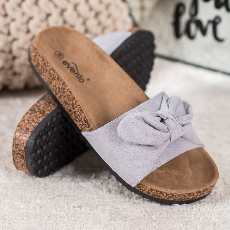 Evento Suede Slippers On The Platform grey 1