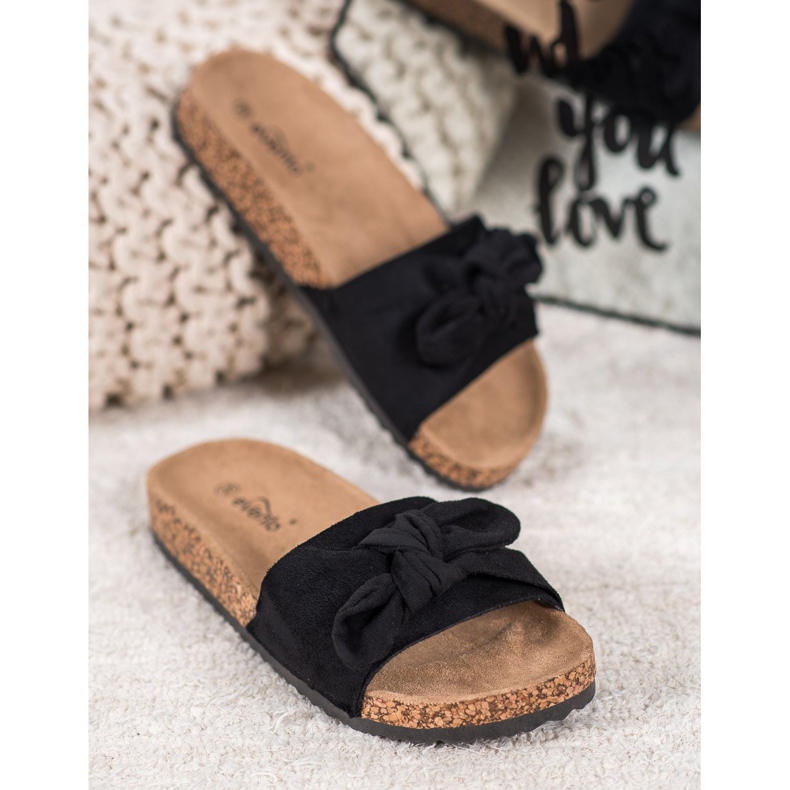 Evento Suede Slippers On The Platform black 1