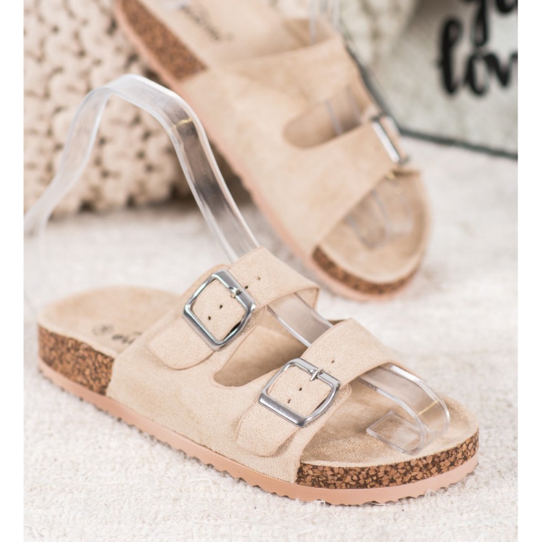 Evento Casual Slippers With Buckle beige 2