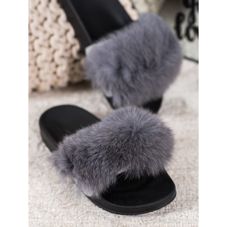 Seastar Slippers With Fur grey 2