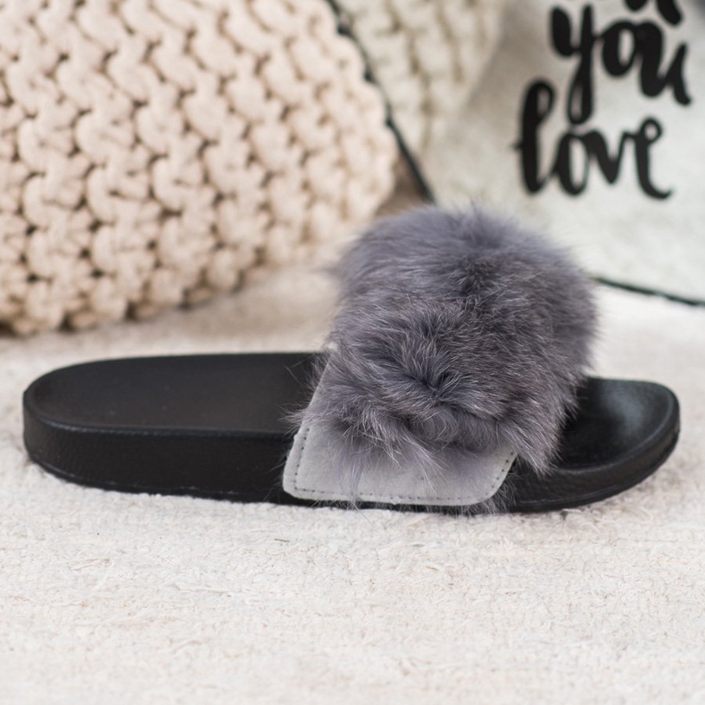 Seastar Slippers With Fur grey 1