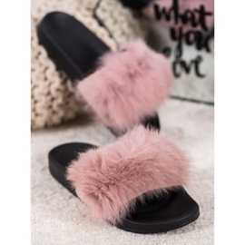 Seastar Slippers With Fur pink 1