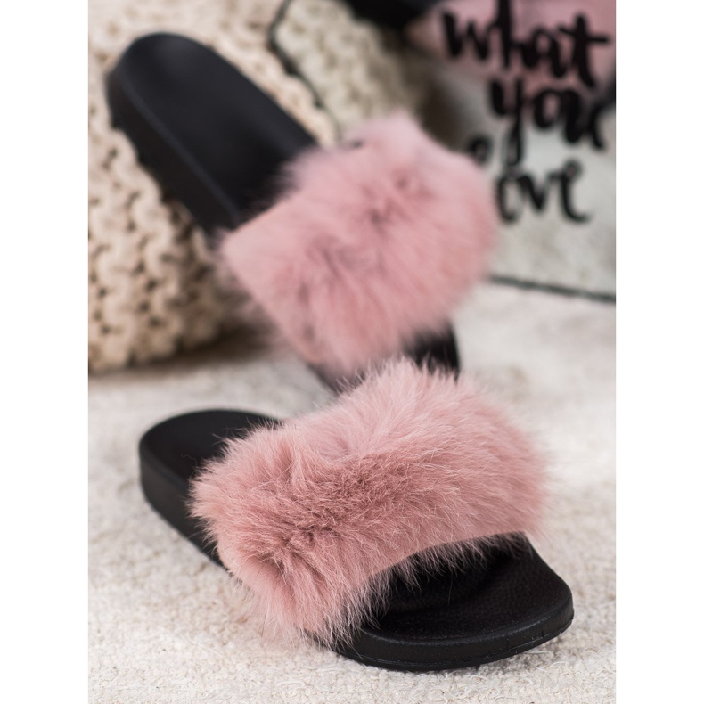 Seastar Slippers With Fur pink 1