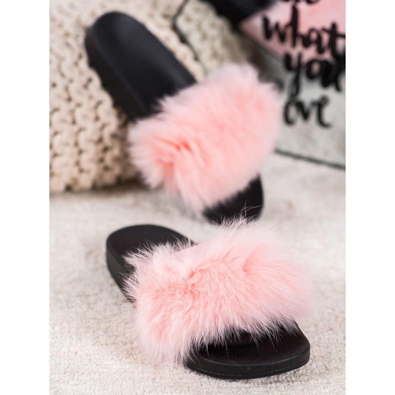 Seastar Slippers With Fur pink 1