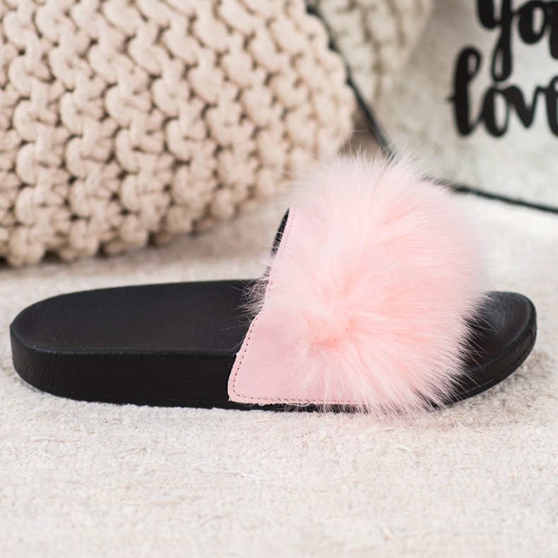 Seastar Slippers With Fur pink 2