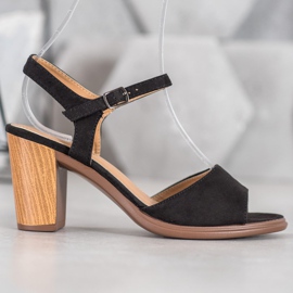 SHELOVET Black Suede Sandals 2