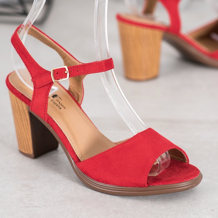 SHELOVET Red Suede Sandals 1
