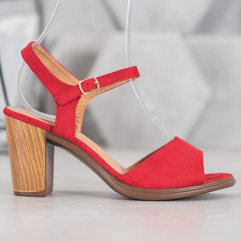 SHELOVET Red Suede Sandals 2