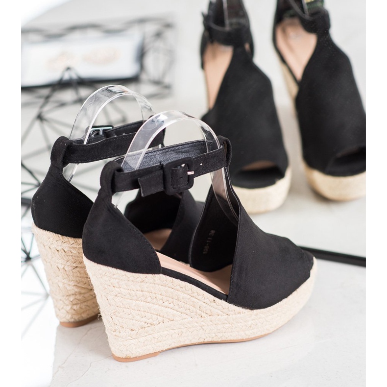 Queen Vivi Built-up suede wedges black 1