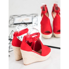 Queen Vivi Built-up suede wedges red 2