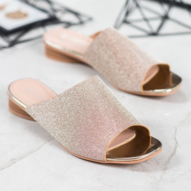 SHELOVET Elegant Slippers With Glitter yellow 1 SHELOVET Elegant Slippers With Glitter yellow 1