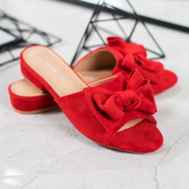 SHELOVET Red Flip-Flops On A Flat Heel 1