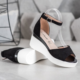 Weide Suede Sandals On A White Wedge black 1