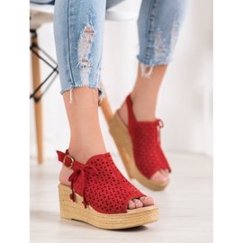 Small Swan Comfortable openwork sandals red 1