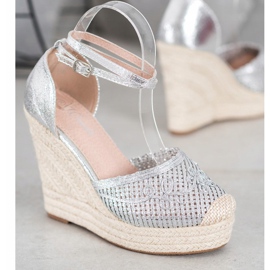 Weide Shiny Espadrilles On Wedge grey 1