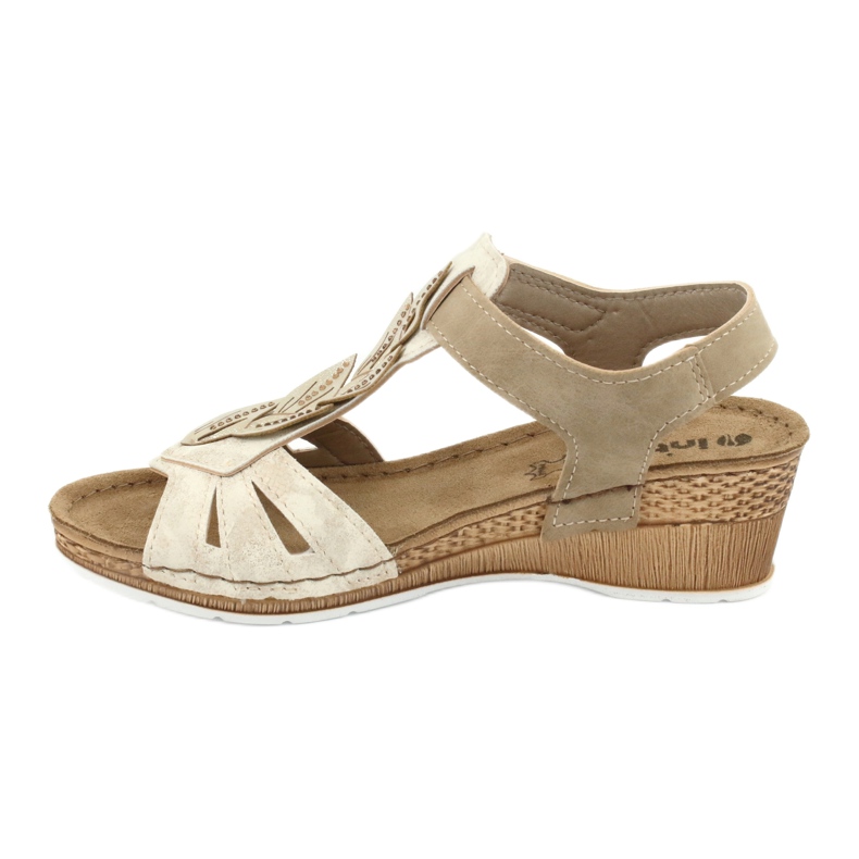 Sandals with a leather insert Inblu Sabbia EP017 beige golden 1