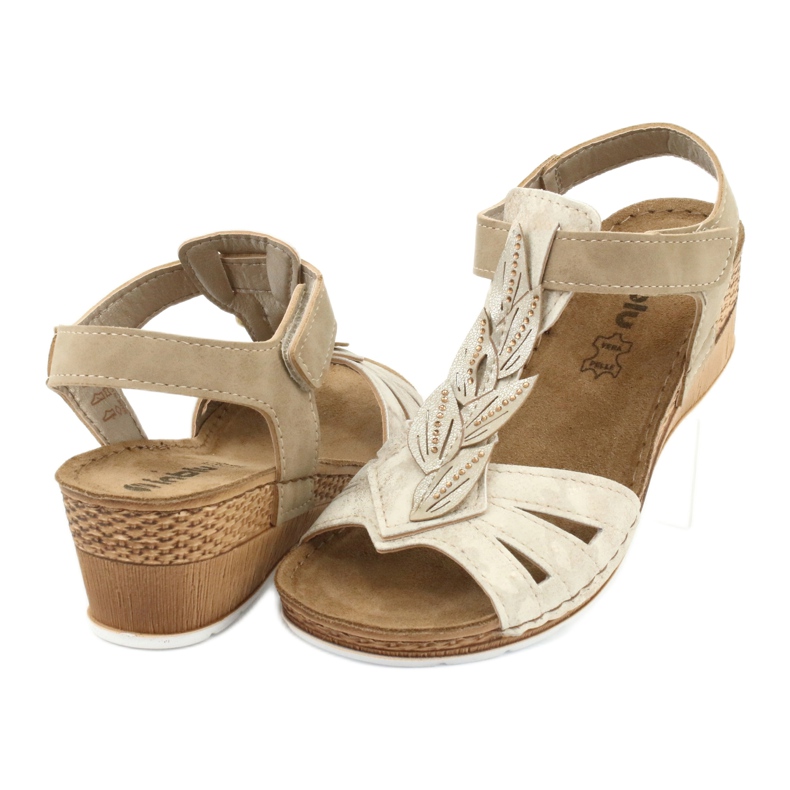 Sandals with a leather insert Inblu Sabbia EP017 beige golden 3