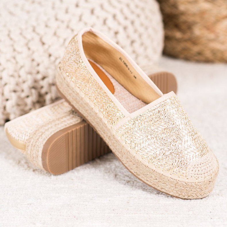 SHELOVET Braided Espadrilles On The Platform yellow 1