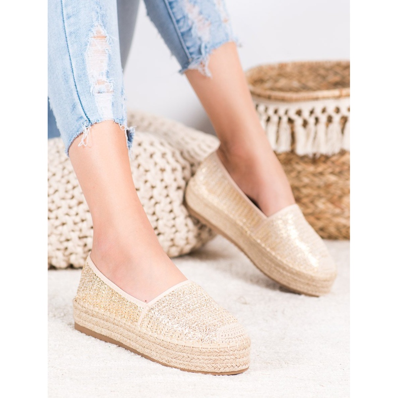 SHELOVET Braided Espadrilles On The Platform yellow 2