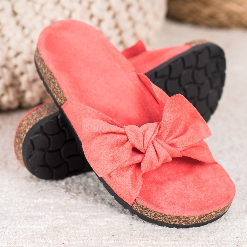 SHELOVET Suede Slippers On The Platform pink 1