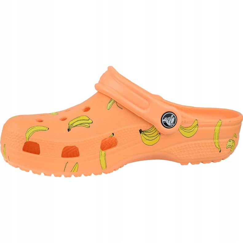orange crocs with bananas