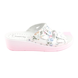 Women's wedge slippers Comfooty Mia Flowers white multicolored 4