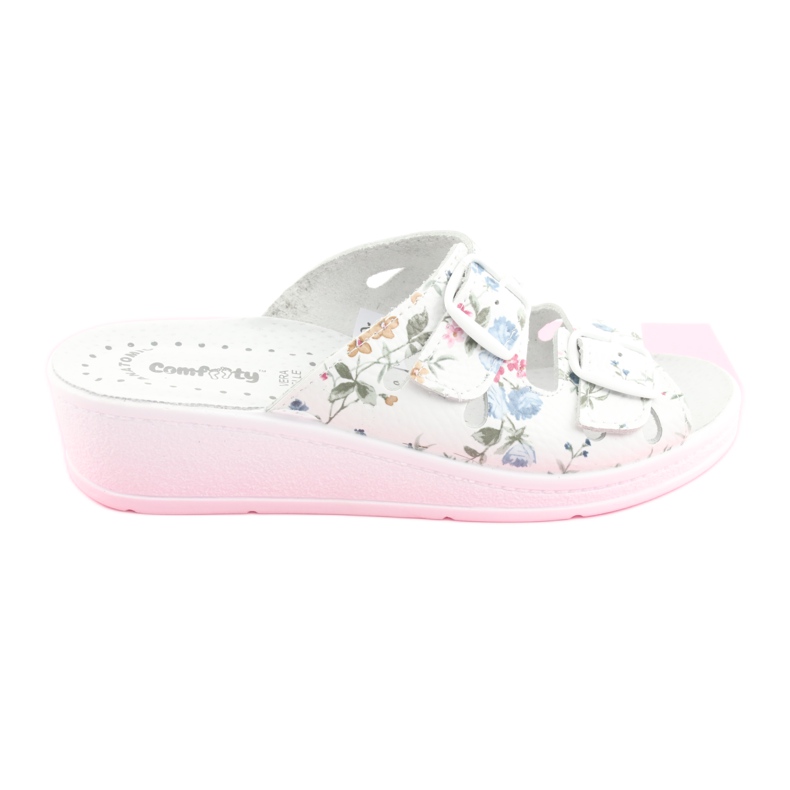 Women's wedge slippers Comfooty Mia Flowers white multicolored 4