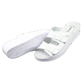 Women's leather flip flops white wedges 3 Women's leather flip flops white wedges 3