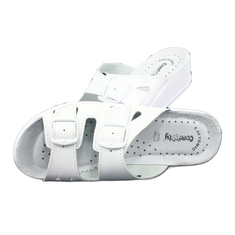 Women's leather flip flops white wedges 4 Women's leather flip flops white wedges 4
