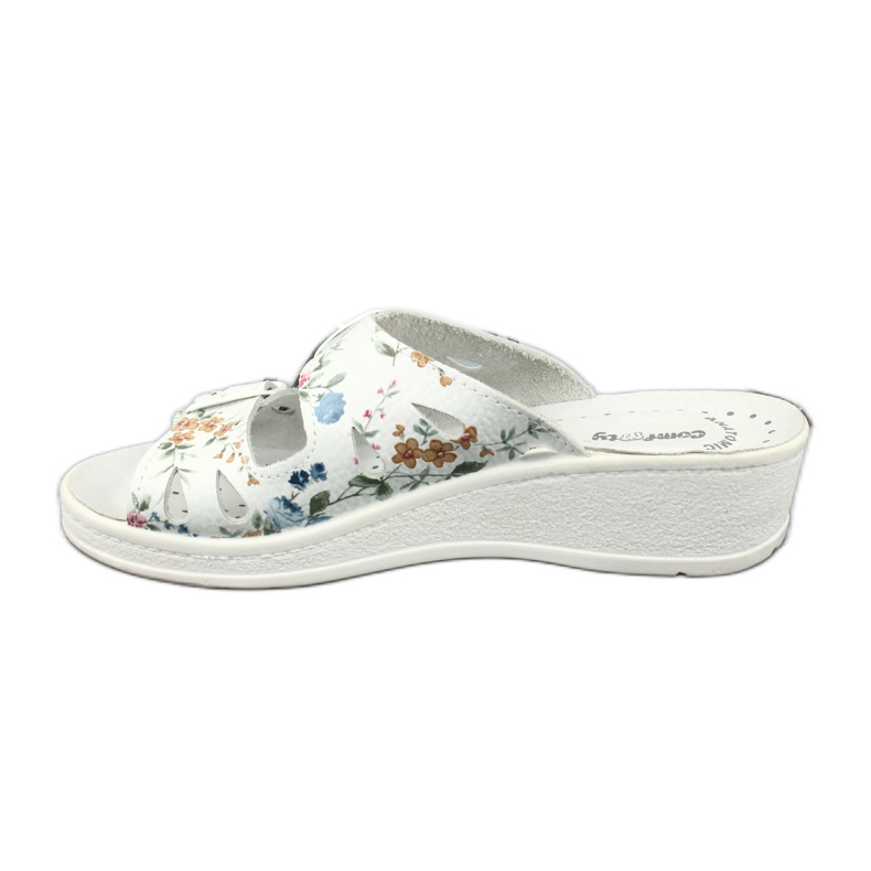 Women's wedge slippers Comfooty Mia Flowers white multicolored 1