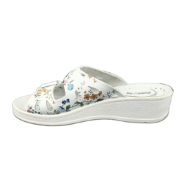 Women's wedge slippers Comfooty Mia Flowers white 1