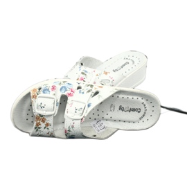 Women's wedge slippers Comfooty Mia Flowers white 3