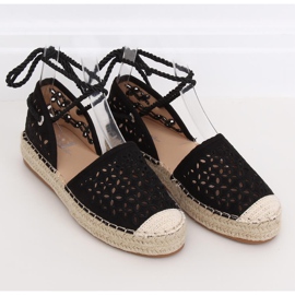 Black Espadrilles tied over the ankle G1573 Black 1
