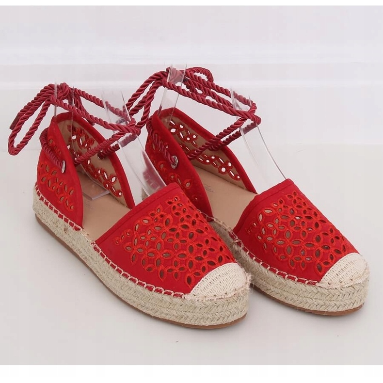 Espadrilles tied around the ankle red G1573 Red 1