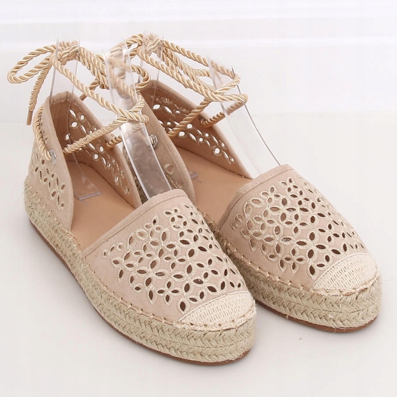 Espadrilles tied with an ankle beige G1573 Beige 1