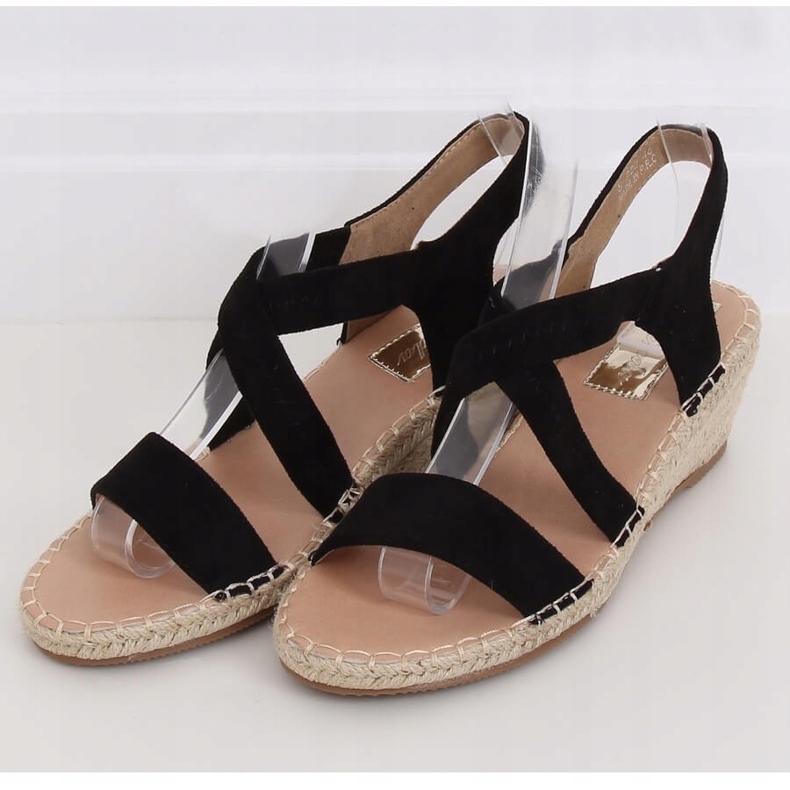Black Sandals on a wedge espadrilles black S-823 Black 1
