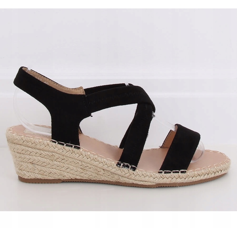 Black Sandals on a wedge espadrilles black S-823 Black 2