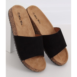 Black PA-354 Black cork sole slippers 1
