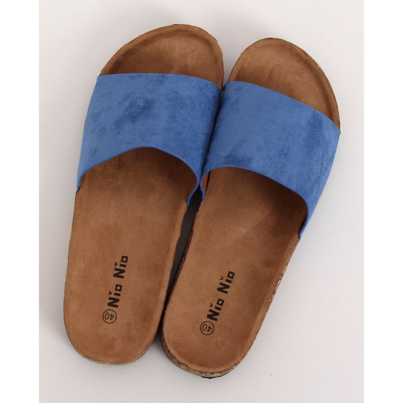 Blue PA-354 Blue cork sole slippers 1 Blue PA-354 Blue cork sole slippers 1