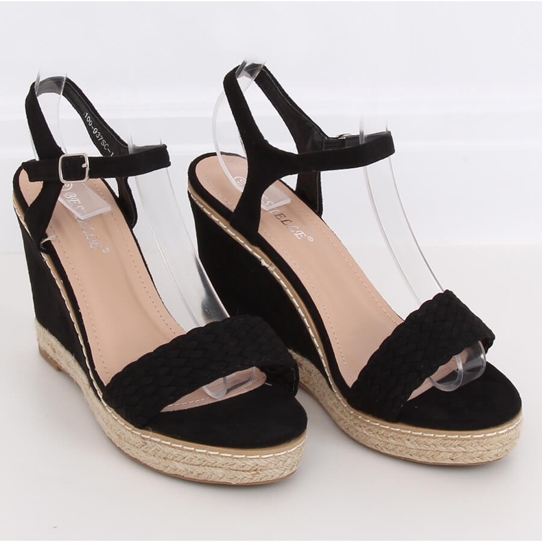 Black Espadrilles on wedges, black 100-937SC-1 Black 1