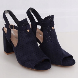 Openwork high-heeled sandals LL79 Blue navy blue 1